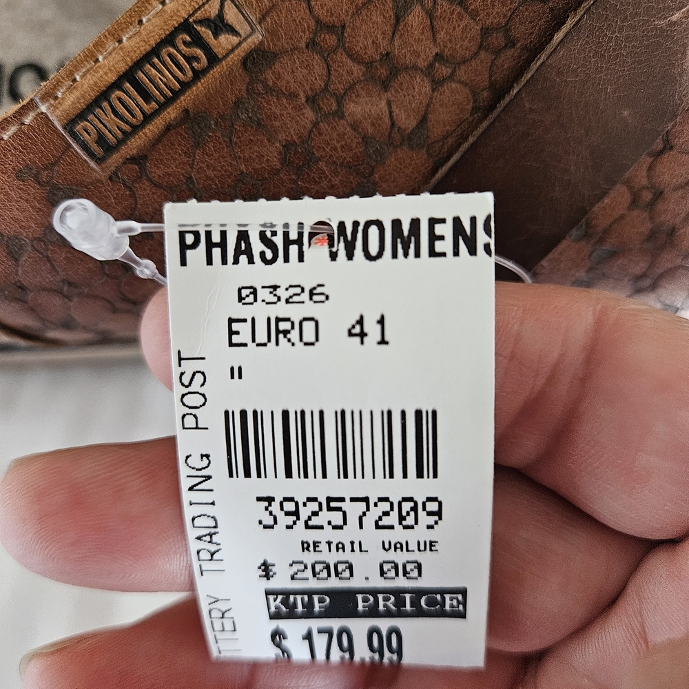 PIKOLINOS Brown Tan Floral-Patterned Leather Clogs - Picture 4 of 8